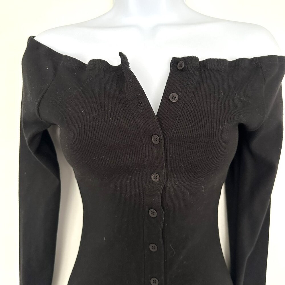 The Line by K button-front off-the-shoulder long-sleeved maxi / midi dress